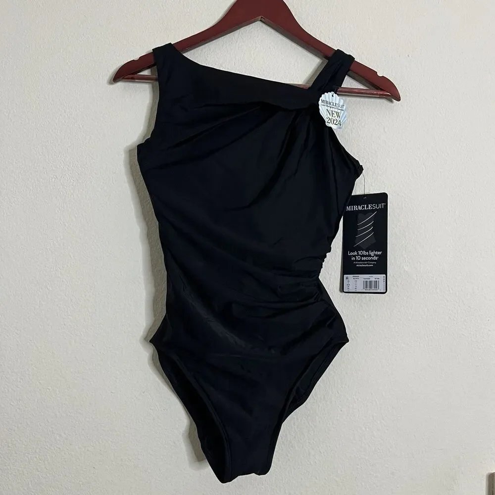Miraclesuit Avra Rock Solid One Piece Black SZ 8 Slimming Swimsuit